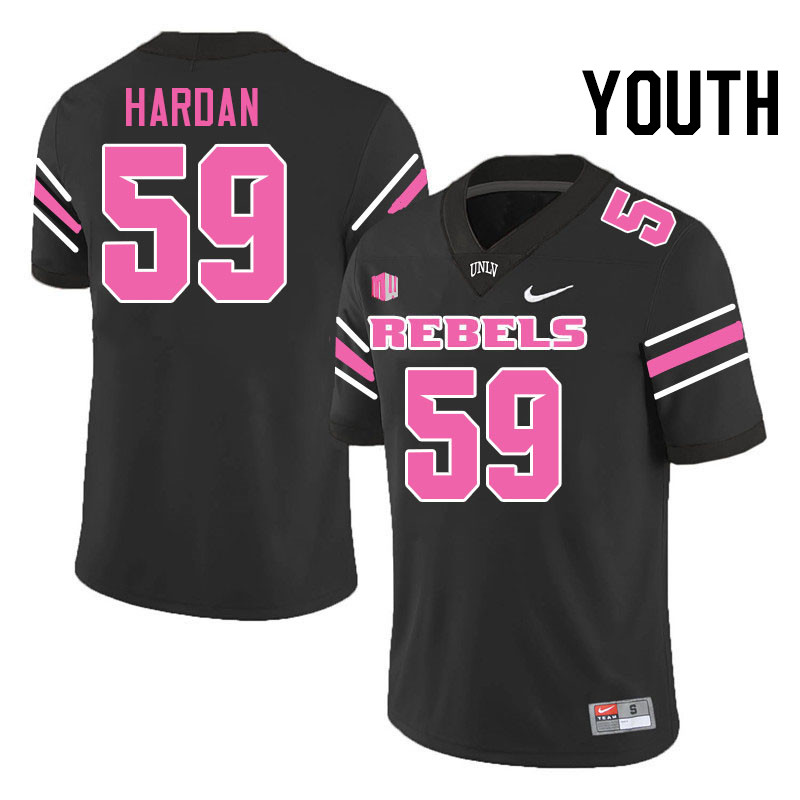 Youth #59 Walker Hardan UNLV Rebels College Football Jerseys Stitched-Black